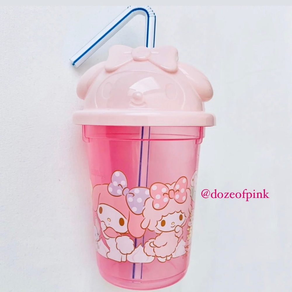 Sanrio My Melody & My sweet piano plastic straw cup with lid